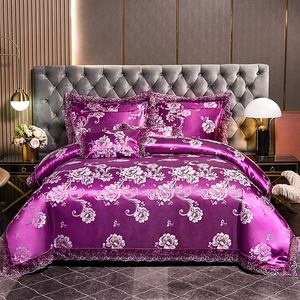 European Style Satin Jacquard Lace 100% Polyester Four-piece Bedding <strong>Set</strong> <strong>Sheet</strong> <strong>Set</strong> - Product Image 2