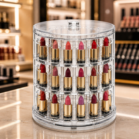 Organisateur de rouges à lèvres en acrylique Calic, boîte transparente rotative à 48 compartiments, support tour pour cosmétiques, taille personnalisée, vente en gros OEM