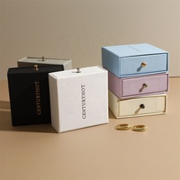 Boîte à Bijoux Coulissante en Papier de 9*9cm avec Pochette, Boîte d'Emballage de Bijoux Personnalisée, Boîte à Colliers Coulissante avec Sac, Logo Personnalisé