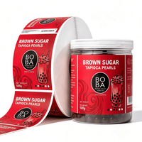 Étiquettes Rouleaux Adhésives Rouge Brillant Qualité Alimentaire pour Boissons, Impression Vive, pour Magasins de Bubble Tea et Pots de Boba, pour Ingrédients de Boissons et Contenants
