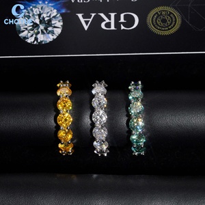 Anillos de Eternidad con Moissanita VVS, Plata 925 con Baño de Rodio, Corte Brillante Redondo, Engaste Pavé, Joyería de Lujo para Mujer - Product Image 4