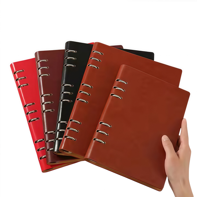 Glitter PU Leather Cover 6 Ring Binder Refillable Notebook Loose Leaf Notebook for Work Business Office Diary