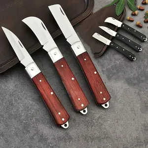 Rongfa Garden Tool High Quality 3cr13 Steel Double Blade Cutting Garden Knife Pocket Folding Grafting Knife With Wood Handle