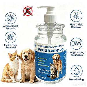 Shampoo antibactérien anti-acariens <span class=keywords><strong>pour</strong></span> animaux de compagnie, <span class=keywords><strong>efficace</strong></span> contre <span class=keywords><strong>les</strong></span> puces, <span class=keywords><strong>les</strong></span> <span class=keywords><strong>poux</strong></span> et <span class=keywords><strong>les</strong></span> tiques, nettoyant doux et non irritant <span class=keywords><strong>pour</strong></span> chiens et chats - Product Image 1