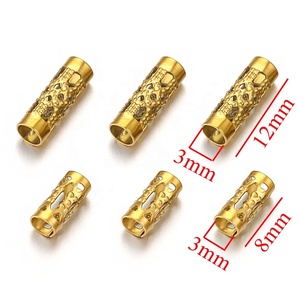 Hollow Tube Spacer <b>Beads</b> | 18K PVD Gold Plated Stainless Steel 3mm Hole Barrel <b>Beads</b> for DIY <b>Bracelet</b> Necklace <b>Making</b> - Product Image 5