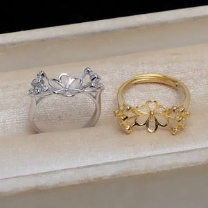 Bague ajustable en argent S925 avec perle de 15-16 mm, support de bague ouvert JG5219 avec accessoires vides - Product Image 3