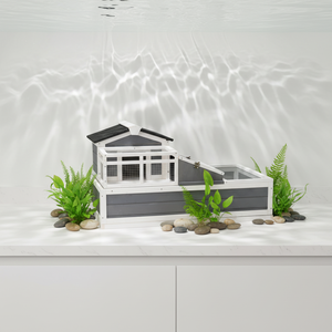 Casetta Ecologica in Legno <span class=keywords><strong>per</strong></span> <span class=keywords><strong>Tartarughe</strong></span> con Stampa Fantasia, Terrario a 3 Stanze <span class=keywords><strong>per</strong></span> Rettili da Interno ed Esterno, <span class=keywords><strong>per</strong></span> Piccoli Animali, Tutte le Stagioni - Product Image 2