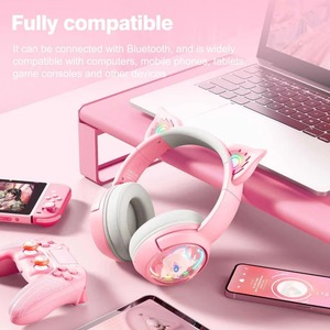 Auriculares inalámbricos para juegos ONIKUMA B5 RGB con orejas de gato, ANC, IPX5 a prueba de agua, baja latencia, diseño metálico, adecuados para una variedad de escenarios. - Product Image 5