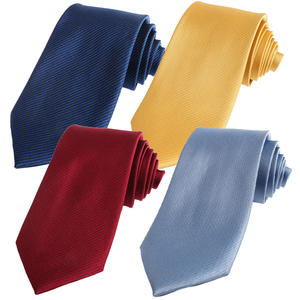 Новейшие Популярные тканые однотонные галстуки с логотипом, OEM-сервис, деловые галстуки из полиэстера для модных мужчин - Product Image 1