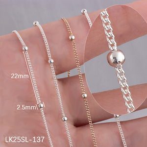 Catena a Sfera Piatta in Argento Sterling 925 Design Esclusivo 1.7mm 2.1mm 2.5mm Catena Satellite per Creazione di Gioielli Fai-da-Te Collane Bracciali - Product Image 6