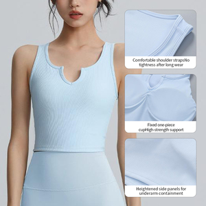 Women's I- Back Breathable Sleeveless Yoga Top <b>Running</b> Training Workout Tank with Chest <b>Pad</b> - Product Image 6