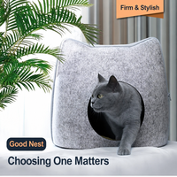 Lit pour chat en feutre, nid en forme de tête de chat, ouverture ronde, design confortable et douillet pour chats et chatons, toutes saisons, vente en gros d'articles pour animaux de compagnie
