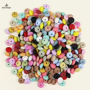 Wholesale 12mm Oval Loose Beads Food Grade Silicone DIY Anti Drop Chain Bracelet Key Chains Bead Pens Bag Pendants