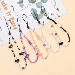 Vente en gros de bracelet de charme pour téléphone Chaîne de perles pour téléphone <span class=keywords><strong>portable</strong></span> Cadeau pour amis <span class=keywords><strong>Perle</strong></span> acrylique pour étui de téléphone <span class=keywords><strong>Cordon</strong></span> de téléphone - Product Image 1