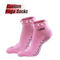 Chaussettes Pilates Grip Cinq Doigts Personnalisées avec Antidérapant Pilates Studio Workouts Décoration Perle Chaussettes de Yoga en Gros