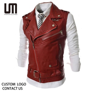 Liquidation des ventes <span class=keywords><strong>Veste</strong></span> de motard pour hommes-Gilet en <span class=keywords><strong>cuir</strong></span> coupe ajustée Gilet de moto vintage - Product Image 1