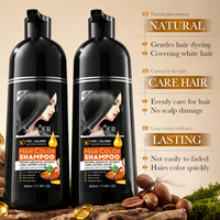 Shampoo colorant capillaire noir à l'extrait d'huile d'argan 500 ml, OEM ODM personnalisé, couleur longue durée, hydratant, couvre les cheveux blancs, teinture capillaire