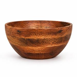 Achetez un bol de service en bois massif de qualité supérieure, grand bol rond pour salade et fruits, décoration rustique pour la cuisine, la salle à manger et la maison - Product Image 1
