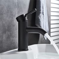 Robinet de salle de bain moderne noir à une poignée Robinet de lavabo Mélangeur d'eau froide et chaude Robinet de lavabo