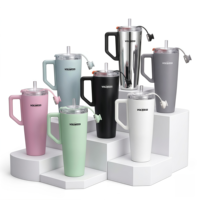 Bouteille d'eau de voyage en acier inoxydable de qualité alimentaire, sans BPA, anti-fuite, avec poignée et couvercle, logo et couleur personnalisés