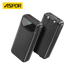 Batterie externe portable 20000 mAh 45W à charge <span class=keywords><strong>rapide</strong></span> avec câbles doubles intégrés, affichage numérique, logo personnalisé AP32E - Product Image 1