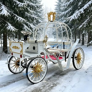 Calèche en métal creux en forme de citrouille à 6 places, tirée par des chevaux, couleur et taille personnalisables, pneus pleins électriques/tirés par des chevaux, pour location commerciale - Product Image 5