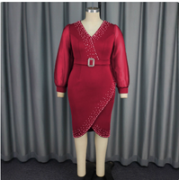 Col en V manches bouffantes robe haute nouvelle jupe mi-longue avec manches transparentes robe grande taille robe de soirée