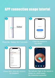 Otoscope portable Wi-Fi pour usage domestique, caméra de nettoyage d'oreilles intelligent électrique et visuel, éliminateur de cérumen - Product Image 4