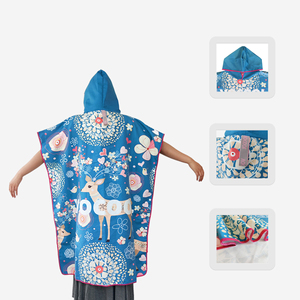 Quick Dry Microfiber Hooded Surf Poncho <strong>Changing</strong> <strong>Robe</strong> Pool Swim Beach <strong>Towel</strong> with Hood - Product Image 3