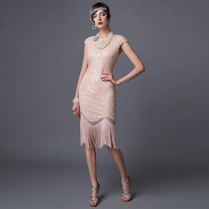 Robe de soirée <span class=keywords><strong>Gatsby</strong></span> pour <span class=keywords><strong>femme</strong></span>, style rétro classique des années 1920, faite à la main avec des paillettes, pour la scène, vente en gros 2026 - Product Image 2