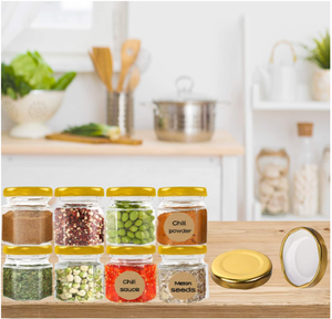 Mini pot en verre de <span class=keywords><strong>confiture</strong></span> de gelée de miel de forme hexagonale transparente de 45ml étiquette de logo personnalisée avec couvercle en métal - Product Image 2