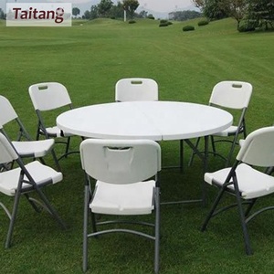 <span class=keywords><strong>Table</strong></span> et <span class=keywords><strong>chaises</strong></span> pliantes rondes et blanches, en plastique, nouvelle collection - Product Image 1
