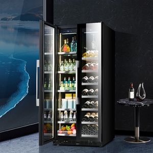 Cocina casera Refrigerador de <span class=keywords><strong>vino</strong></span> y bebidas Enfriador de doble puerta Temperatura de doble zona 16 estantes - Product Image 5