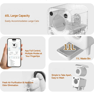 Bac à litière automatique intelligent pour chat, grande capacité, design robotisé, avec fonction de nettoyage facile, fabriqué en matériau PP durable, capacité de 10 kg - Product Image 5
