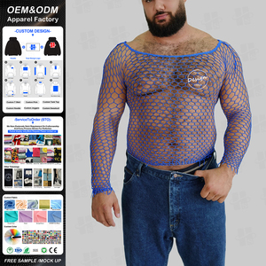 T-<span class=keywords><strong>shirt</strong></span> en maille pour <span class=keywords><strong>homme</strong></span>, style streetwear, col rond, lingerie sexy en nylon à petites mailles, vente chaude - Product Image 1