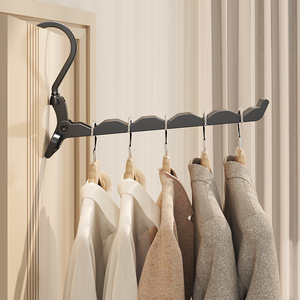 Porte-vêtements sans perçage à suspendre sur la porte, type crochet, noir, rectangulaire, organisateur de vêtements pour ranger les vêtements, les cravates et les pantalons - Product Image 5