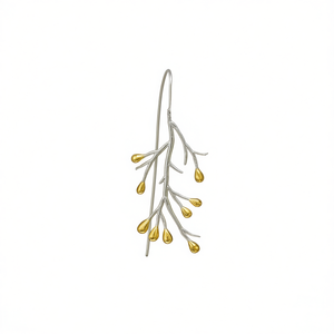 E3931 Orecchini pendenti in oro bianco a forma di pianta, gioielli di moda da donna in stile bohémien - Product Image 1