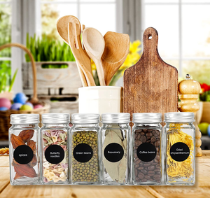 Bộ 36 lọ gia vị thủy tinh vuông 4oz kèm 806 nhãn đánh dấu phấn trắng, phễu, nắp bơm nhỏ giọt, đầy đủ dụng cụ, dung tích 200ml - Product Image 5