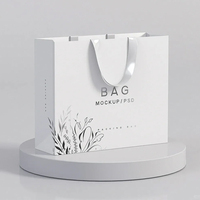 Sacs shopping en carton blanc de luxe avec logo personnalisé, poignées en ruban satiné, sacs cadeaux rigides en papier pour vêtements/chaussures