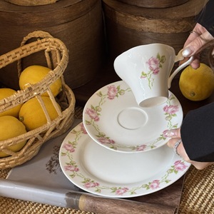 French Country Retro Provence Floral Pale Yellow Ceramic Bowl Plate Coffee Cup Saucer <b>Dessert</b> Plate Tableware Wholesale - Product Image 3
