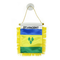 Mini drapeau de voiture pour vitre, drapeau de Saint-Vincent avec ventouse, logo personnalisé, drapeau carré en polyester