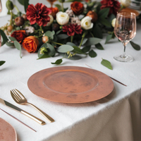 Assiette de Présentation Élégante à Motif Végétal Classique Personnalisé, en Plastique Lisse pour Décoration de Table de Fête