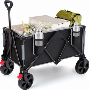 Carrito Plegable de Cuatro Ruedas Overmont, de Acero Aleado, Resistente, con Mango Ajustable, Ruedas de 5 Pulgadas, Capacidad de Carga de 150 kg, para Compras - Product Image 1
