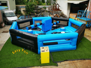 EASYFUN Parc d'attractions Jeu sportif Meltdown pour 6 personnes Jeu gonflable en PVC Jeu de trampoline extérieur Wipeout Boîte de commande - Product Image 2