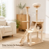 Arbre à chat intégré de grande taille de qualité supérieure, villa pour chat peu encombrante avec griffoir et lit pour chat en forme de capsule spatiale pour grands chats