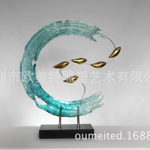 Escultura circular transparente de resina para decoración del hogar 005 - Product Image 1
