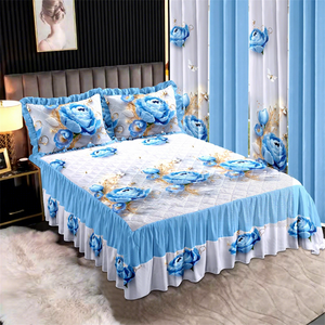 Set di 7 pezzi <span class=keywords><strong>con</strong></span> <span class=keywords><strong>tende</strong></span> da <span class=keywords><strong>letto</strong></span> trapuntato completo arredamento per la camera da <span class=keywords><strong>letto</strong></span> tessuti moderni per la casa - Product Image 1