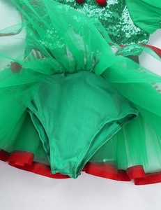 Kids Girls Christmas Elf Dress Fairy Spirit Costume <strong>Outfit</strong> Short Puff Sleeves Sequined Mesh Tutu Leotard Dress With Hat - Product Image 6