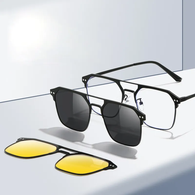 Moda Magnetic Clip On Sunglasses para homens clip anti luz azul em óculos