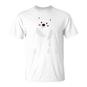 Polar Bear <b>T</b>-<b>Shirt</b> For <b>Kids</b> Cute Animal Design Unisex <b>White</b> Cotton <b>Shirt</b> - Product Image 1